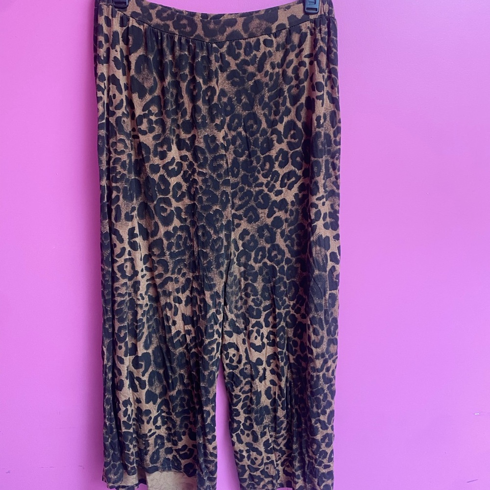 Trendy Leopard Print Wide-Leg Pants